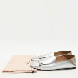Sergio Rossi Silver Leather and Suede SR1 Loafers Size 38