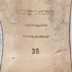 Sergio Rossi Silver Leather and Suede SR1 Loafers Size 38