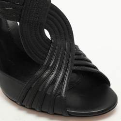 Sergio Rossi Black Leather Stappy Sandals Size 37.5