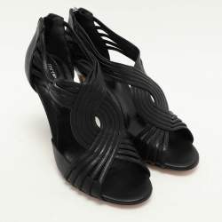 Sergio Rossi Black Leather Stappy Sandals Size 37.5