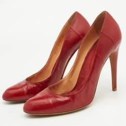 Pre Owned Sergio Rossi Red Eel Leather Pumps Size 40