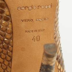 Pre Owned Sergio Rossi Brown Python Leather Pointed Toe Pumps Size 40