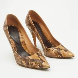 Pre Owned Sergio Rossi Brown Python Leather Pointed Toe Pumps Size 40