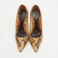 Pre Owned Sergio Rossi Brown Python Leather Pointed Toe Pumps Size 40