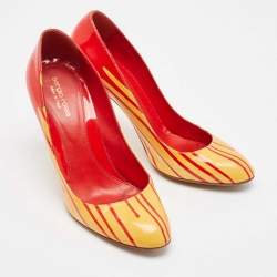 Pre Owned Sergio Rossi Red/Yellow Patent Leather Pumps Size 40