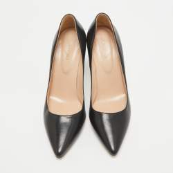 Sergio Rossi Black Leather Pointed Toe Pumps Size 39