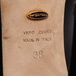 Pre Owned Sergio Rossi Black Satin Crystal Embellished Peep Toe D'orsay Pumps Size 38