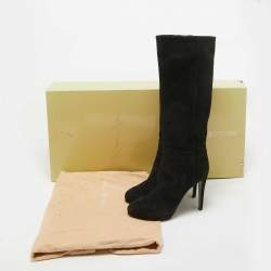 Sergio Rossi Black Suede Platform Knee Length Boots Size 38