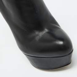 Sergio Rossi Black Leather Platform Ankle Length Booties Size 34.5