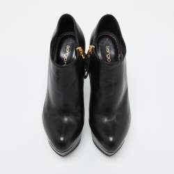 Sergio Rossi Black Leather Platform Ankle Length Booties Size 34.5
