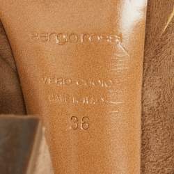 Sergio Rossi Light Brown Suede Metal Cuff Platform Knee Length Boots Size 36