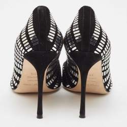 Pre Owned Sergio Rossi Black Suede Crystal Embellished Pointed Toe  Pumps Size 38.5