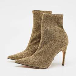 Pre Owned Sergio Rossi Gold Lurex Fabric Ankle Length Boots Size 39