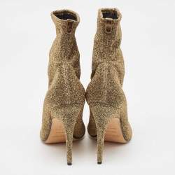 Pre Owned Sergio Rossi Gold Lurex Fabric Ankle Length Boots Size 39