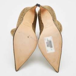 Pre Owned Sergio Rossi Gold Lurex Fabric Ankle Length Boots Size 39