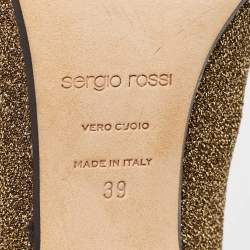 Pre Owned Sergio Rossi Gold Lurex Fabric Ankle Length Boots Size 39
