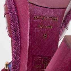 Sergio Rossi Pink Patent Leather Wooden Platform Ankle Strap Sandals Size 39