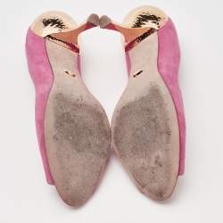 Pre Owned Sergio Rossi Pink Suede Peep Toe Pumps Size 37.5