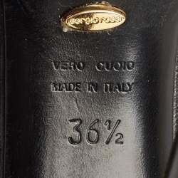 مملوكة مسبقًا Sergio Rossi Black Leather Knot Open Toe Platform Ankle Boots Size 36.5