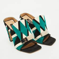Sergio Rossi Multicolor Suede Open Toe Mules Size 37