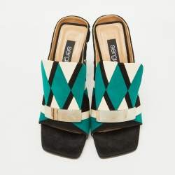 Sergio Rossi Multicolor Suede Open Toe Mules Size 37