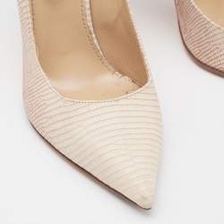 Pre Owned Sergio Rossi Beige Lizard Embossed Leather Pointed Toe  Pumps Size 39.5