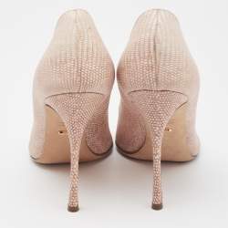 Pre Owned Sergio Rossi Beige Lizard Embossed Leather Pointed Toe  Pumps Size 39.5