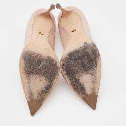 Pre Owned Sergio Rossi Beige Lizard Embossed Leather Pointed Toe  Pumps Size 39.5