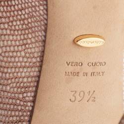 Pre Owned Sergio Rossi Beige Lizard Embossed Leather Pointed Toe  Pumps Size 39.5