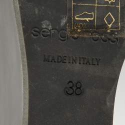 Sergio Rossi Grey Nubuck Leather Woolen Wedge Ankle Boots Size 38