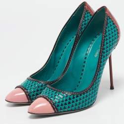 Pre Owned Sergio Rossi Multicolor Leather and Patent Leather Pumps Size 41