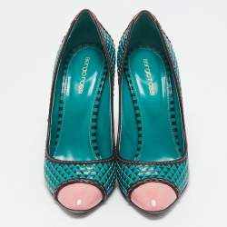 Pre Owned Sergio Rossi Multicolor Leather and Patent Leather Pumps Size 41