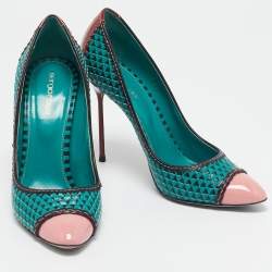 Pre Owned Sergio Rossi Multicolor Leather and Patent Leather Pumps Size 41