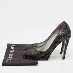 Sergio Rossi Black Python Embossed Leather Platform Pumps Size 36.5