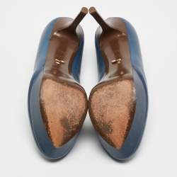Sergio Rossi Blue Leather Platform Pumps Size 36.5