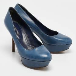 Sergio Rossi Blue Leather Platform Pumps Size 36.5