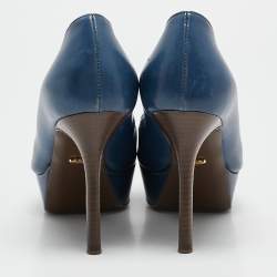Sergio Rossi Blue Leather Platform Pumps Size 36.5