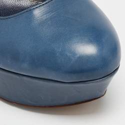 Sergio Rossi Blue Leather Platform Pumps Size 36.5