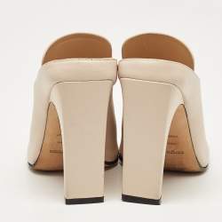 Sergio Rossi Beige Leather Mules Size 38