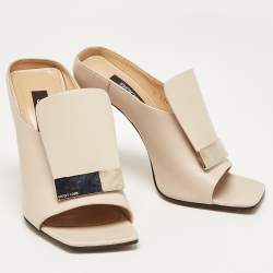 Sergio Rossi Beige Leather Mules Size 38