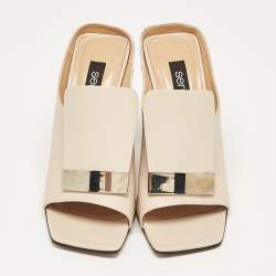 Sergio Rossi Beige Leather Mules Size 38