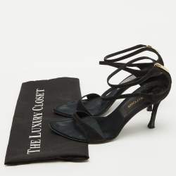 Sergio Rossi Black Suede Ankle Strap Sandals Size 35.5