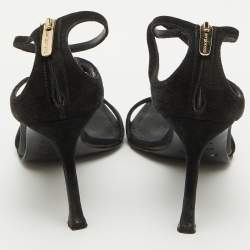 Sergio Rossi Black Suede Ankle Strap Sandals Size 35.5