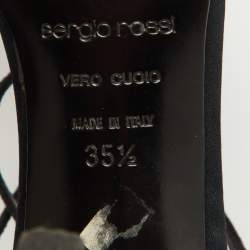 Sergio Rossi Black Suede Ankle Strap Sandals Size 35.5