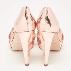 Pre Owned Sergio Rossi Rose Gold Leather D'orsay Pumps Size 36.5