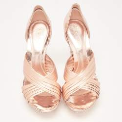 Pre Owned Sergio Rossi Rose Gold Leather D'orsay Pumps Size 36.5