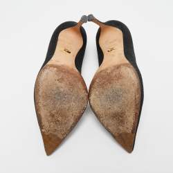 Sergio Rossi Black Canvas Pointed Toe Pumps Size 36
