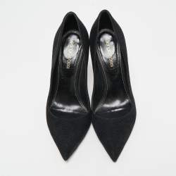 Sergio Rossi Black Canvas Pointed Toe Pumps Size 36