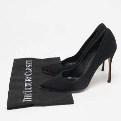 Sergio Rossi Black Canvas Pointed Toe Pumps Size 36