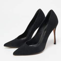 Sergio Rossi Black Canvas Pointed Toe Pumps Size 36